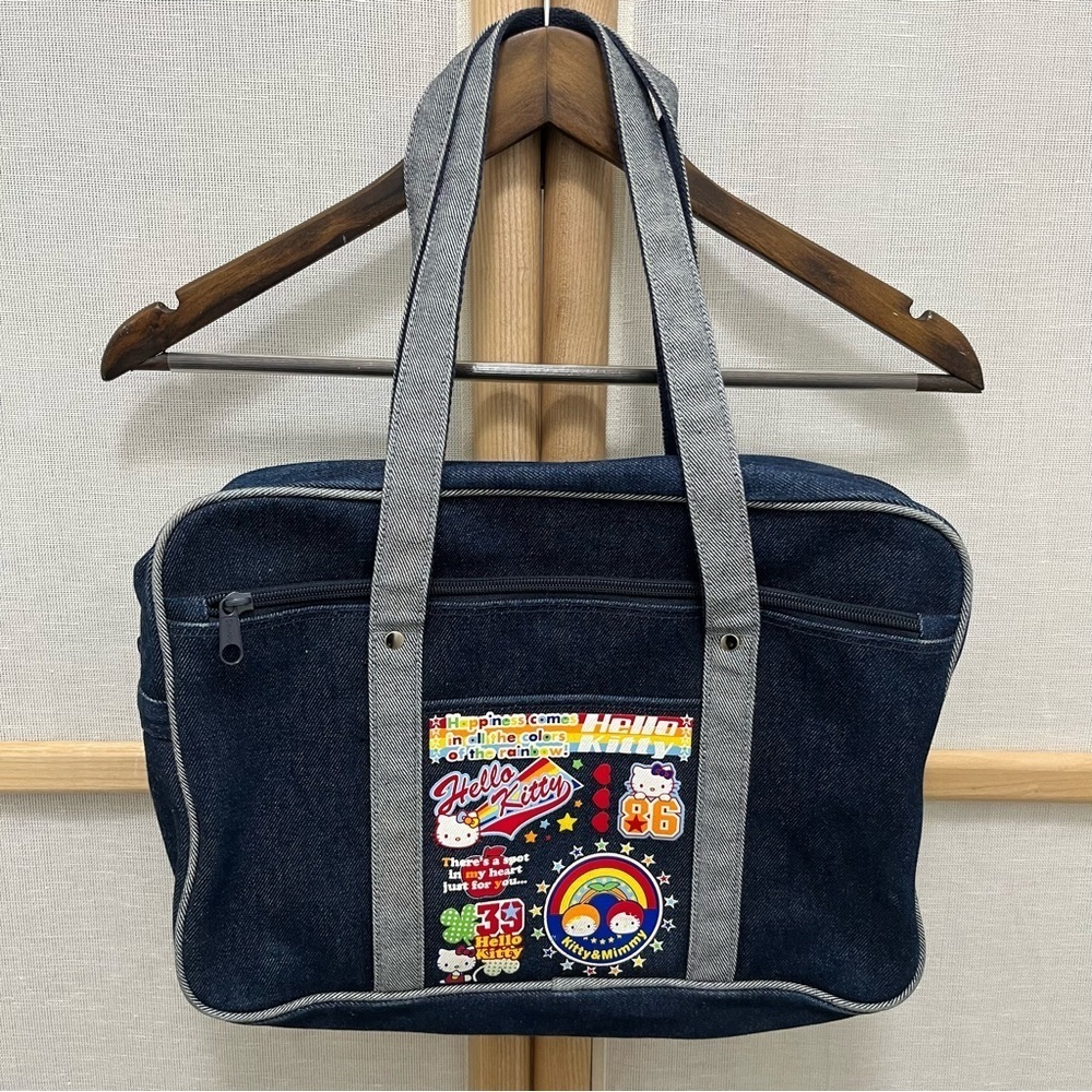 Y2K Sanrio Hello Kitty Denim School Bag Tote ** RARE